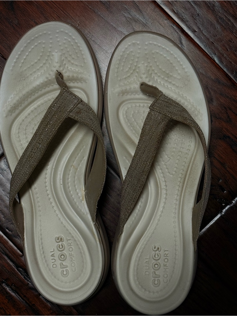 CROCS Women’s Beige and Brown Flip Flop Sandals